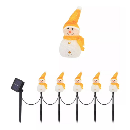 Pack X5 Muñecos De Nieve Luz Solar Led Decoración Navidad