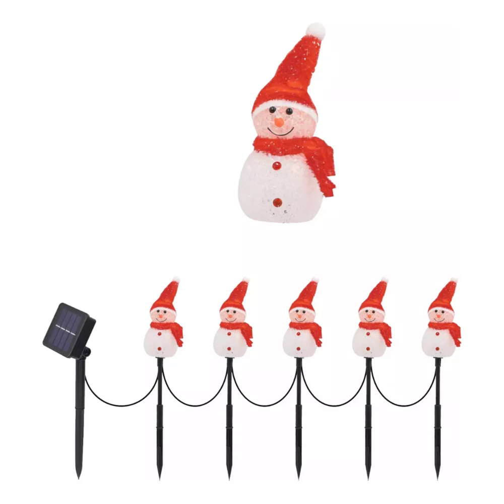 Pack X5 Muñecos De Nieve Luz Solar Led Decoración Navidad