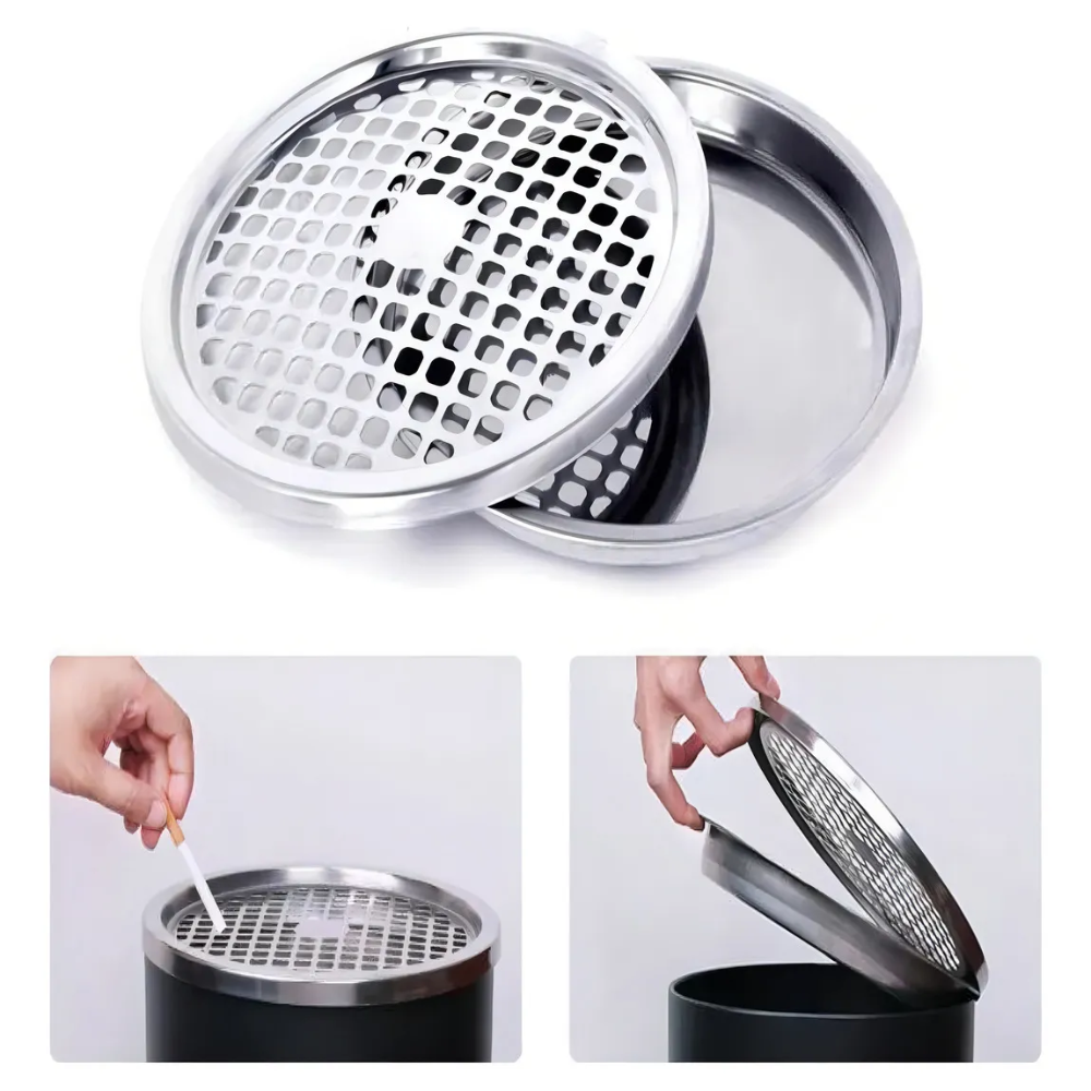 Basurero Cenicero Circular Acero Inox 18l Basurero Metalico