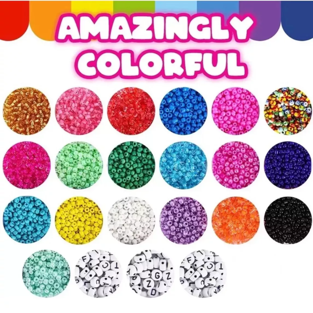 Kit De Pulseras Mostacillas Con Hilo Y Tijeras 24 Colores