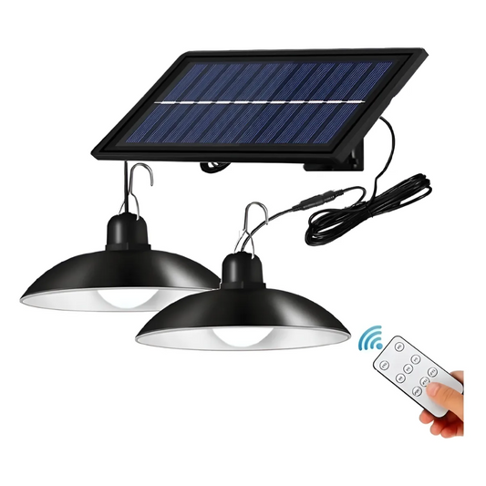 Lampara Solar Led Colgante 2 Ampolletas Con Plafon + Control