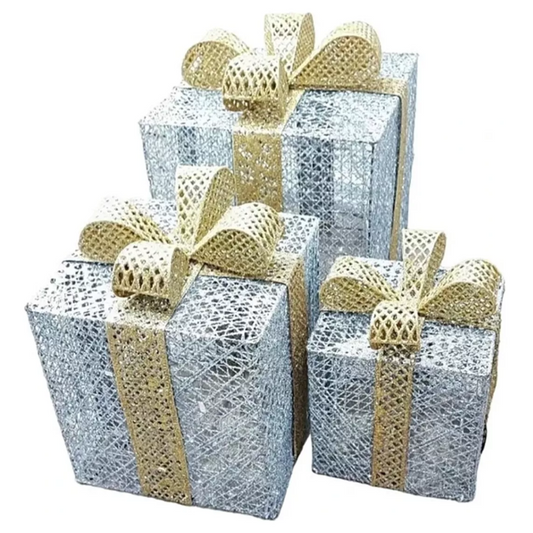 Set 3 Caja De Regalos Con Luces Led Adornos Regalos Navidad