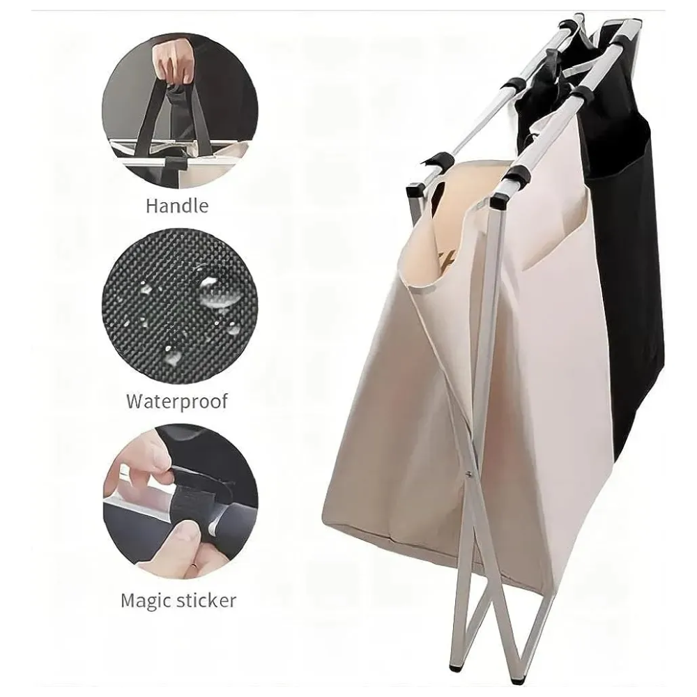 Cesta Ropa Sucia Doble Plegable Canasto Tela Diseño Practico