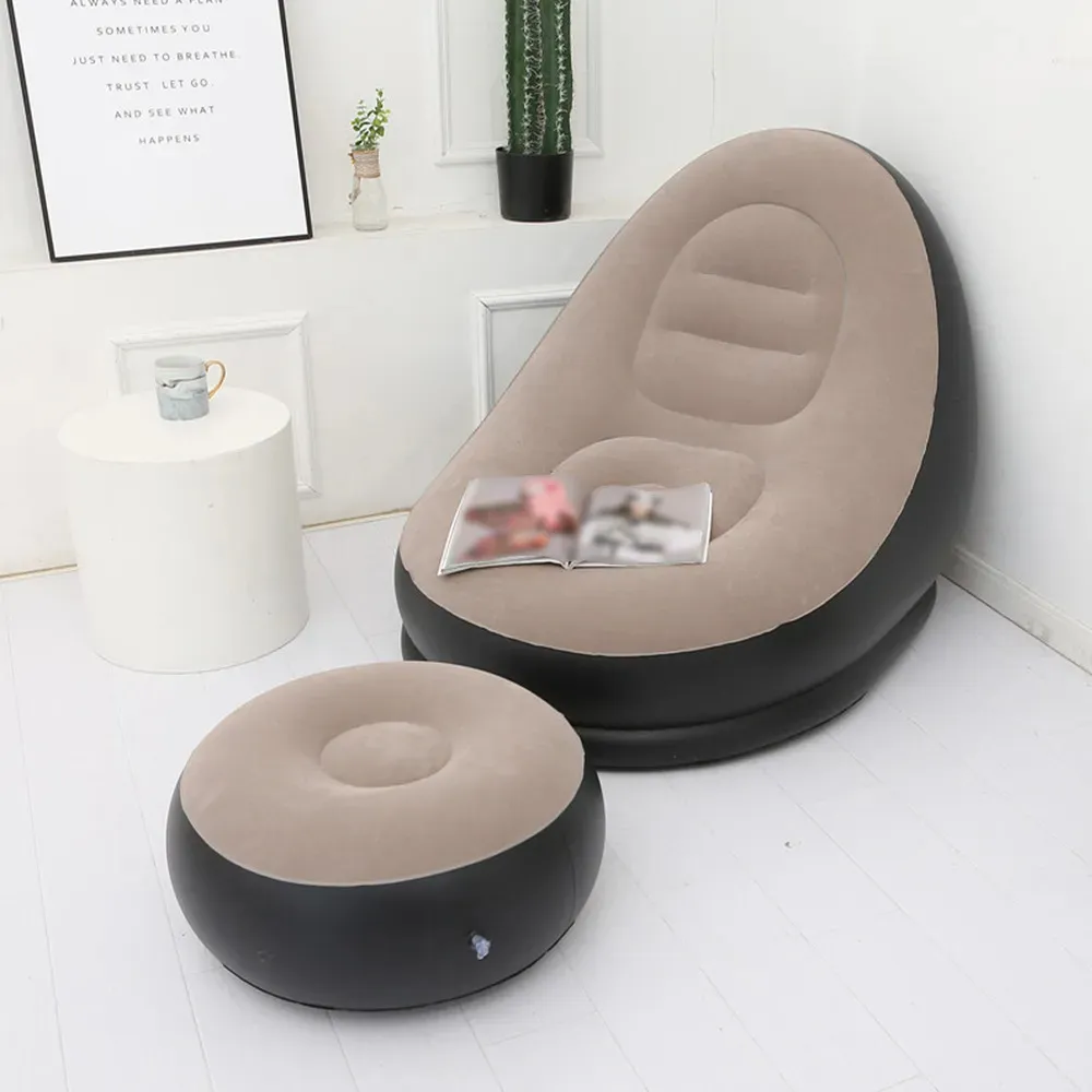 Sillón Inflable Puff Tumbona Con Reposa Pies Sofa Inflable
