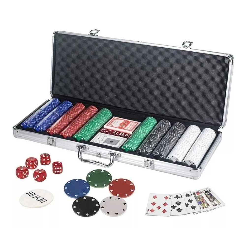 Set Poker 500 Fichas Juego De Mesa Naipes Dados Maletin