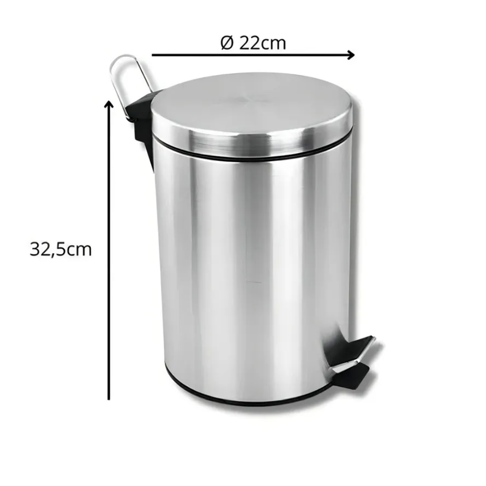 Basurero Papelero Metalico Pedal Tapa 8l Valde Cocina Baño