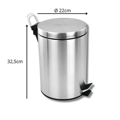 Basurero Papelero Metalico Pedal Tapa 8l Valde Cocina Baño