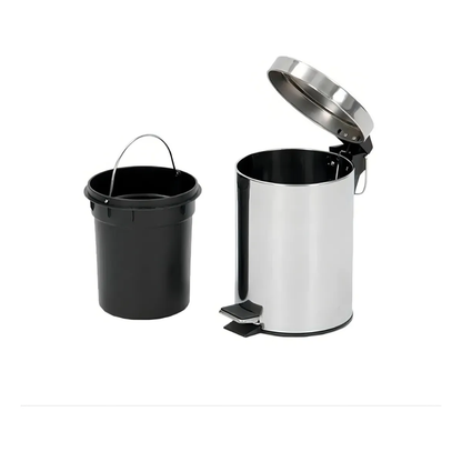 Basurero Papelero Metalico Pedal Tapa 8l Valde Cocina Baño