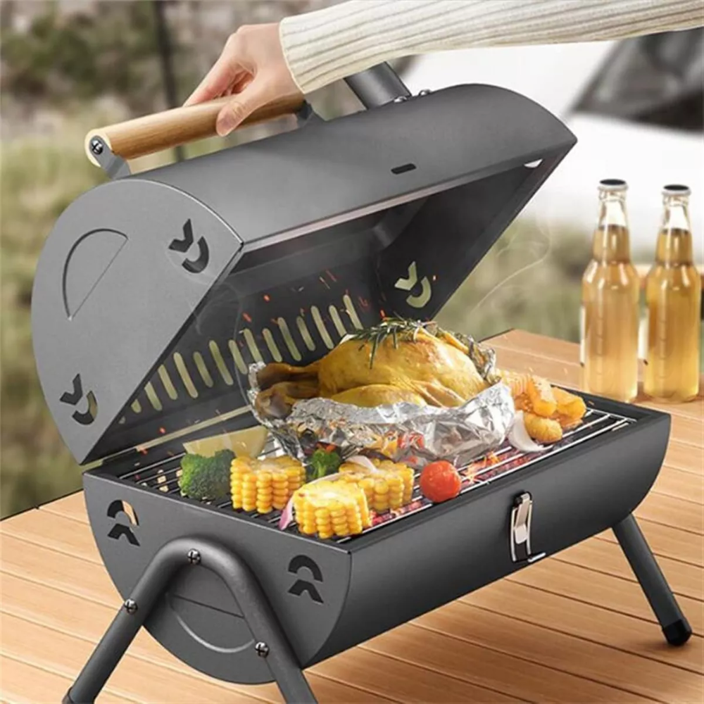 Parrilla De Carbon Plegable Portatil Cilindro Bbq Barbacoa
