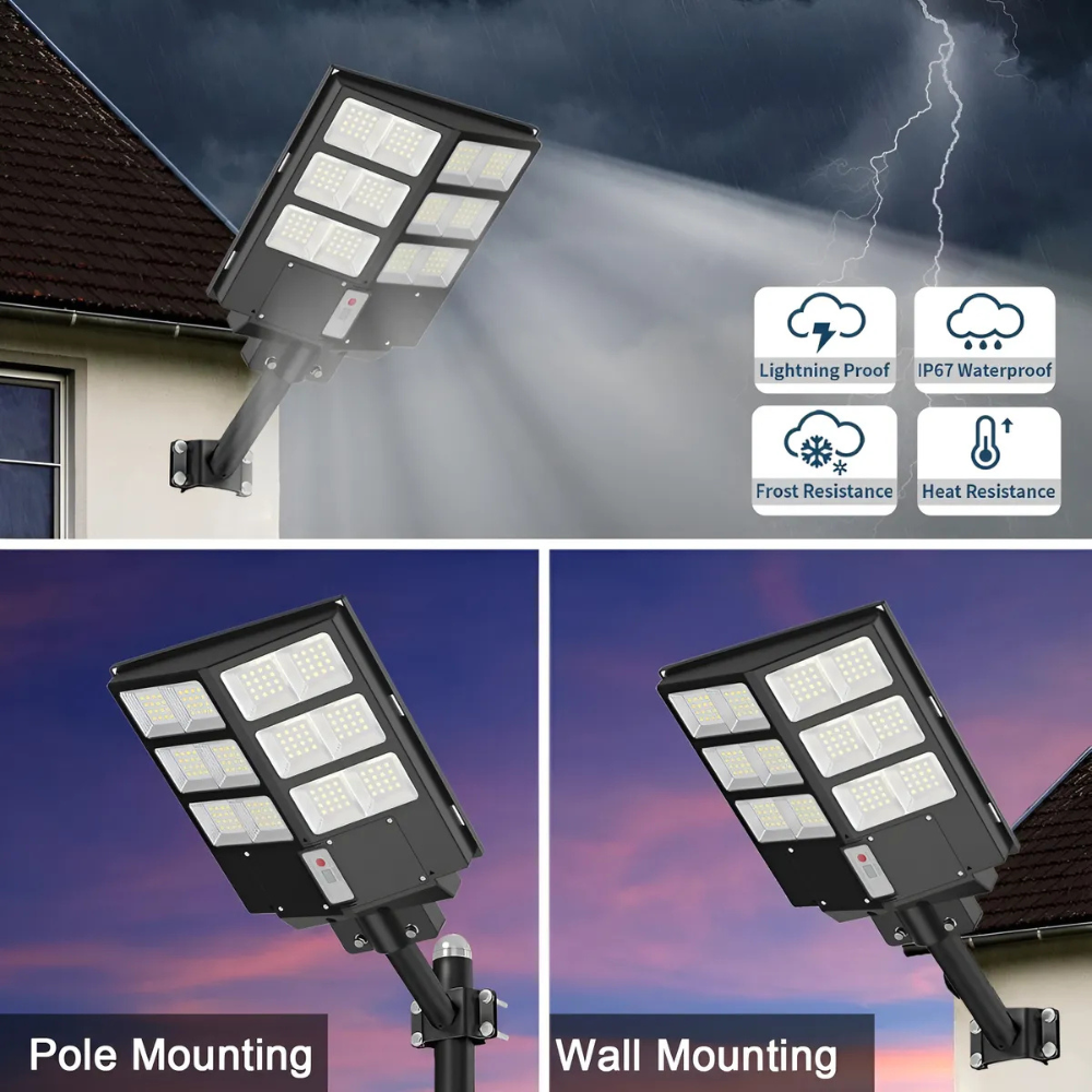 Foco Led Solar Exterior Poste 600w Con Sensor De Movimiento