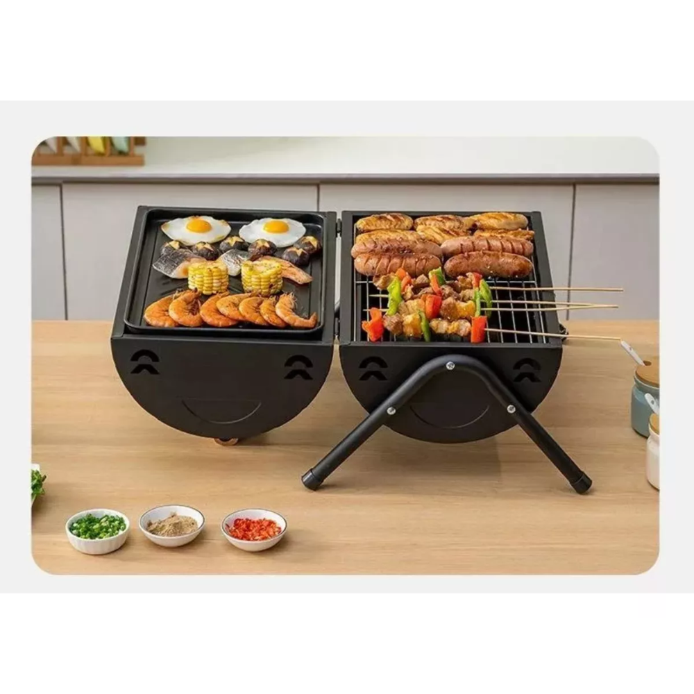 Parrilla De Carbon Plegable Portatil Cilindro Bbq Barbacoa