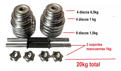 Set Mancuernas 20 Kg Pesas Kit De Mancuernas Ajustables