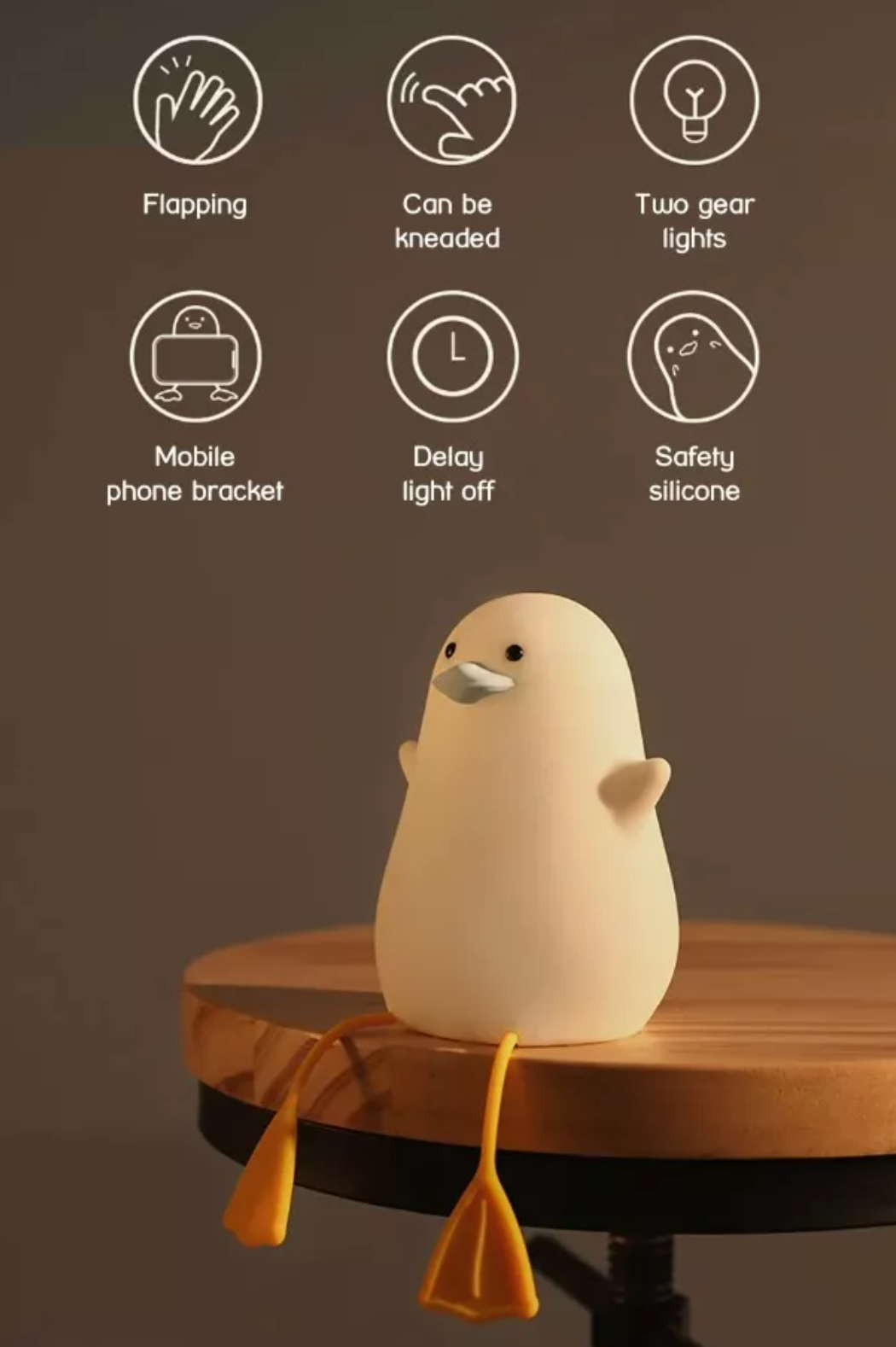 Lampara De Noche Usb Sensor Tactil Lampara Pato Colores