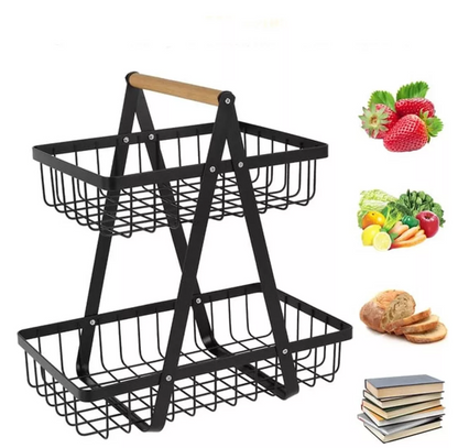 Organizador Hogar Rack Multiuso Frutero De Metal 2 Nivel