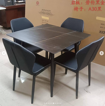 Juego Comedor Juego Mesa Comedor 4 Sillas Ecocuero 90x0cm