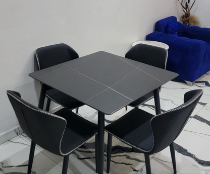 Juego Comedor Juego Mesa Comedor 4 Sillas Ecocuero 90x0cm