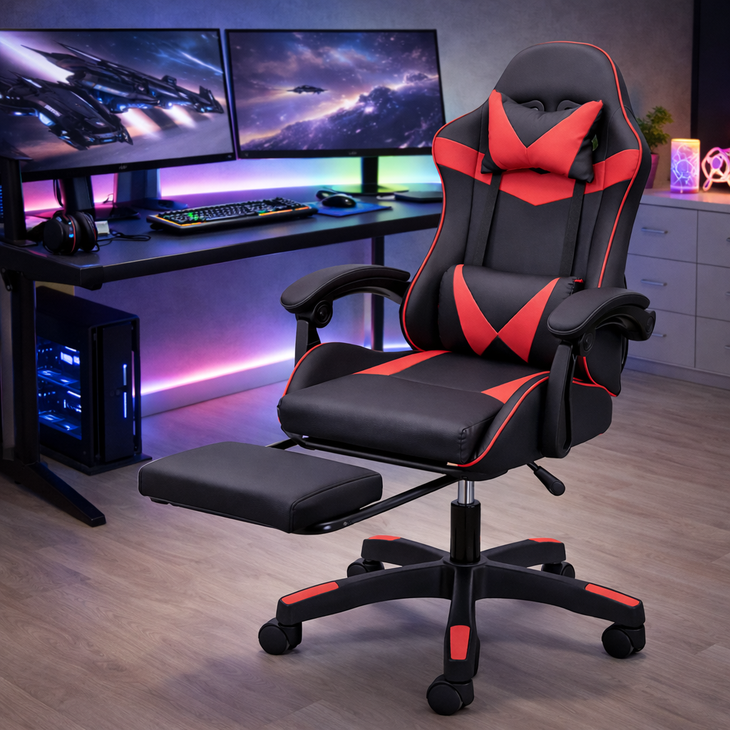 Silla Gamer Reclinable Ergonomica Con Reposapies Escritorio