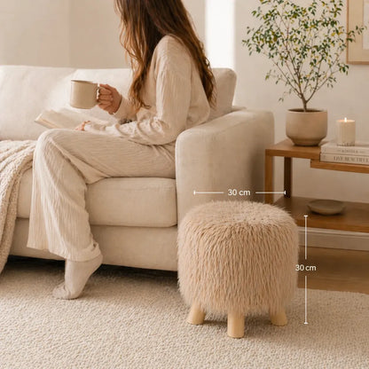 Puff Para Living Sillon Puff Peludo Pouf Peludos 30x30cm