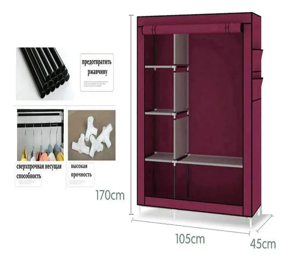 Closet Organizador Armario Tela Compartimiento 6 Anaqueles Gris