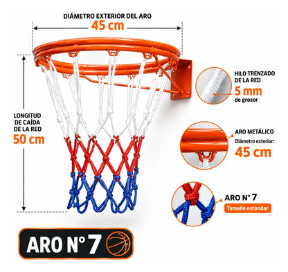 Aro De Basquet Canasta Reforzada Con Red Medida Profesional