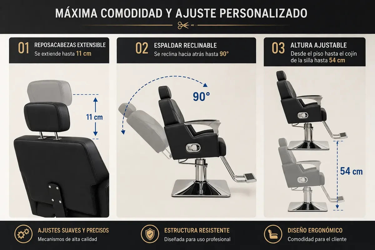 Silla Barberia Sillon Estetica Silla Hidraulica Reclinable