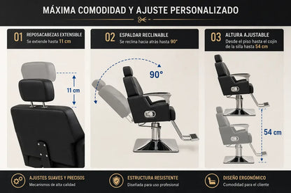 Silla Barberia Sillon Estetica Silla Hidraulica Reclinable
