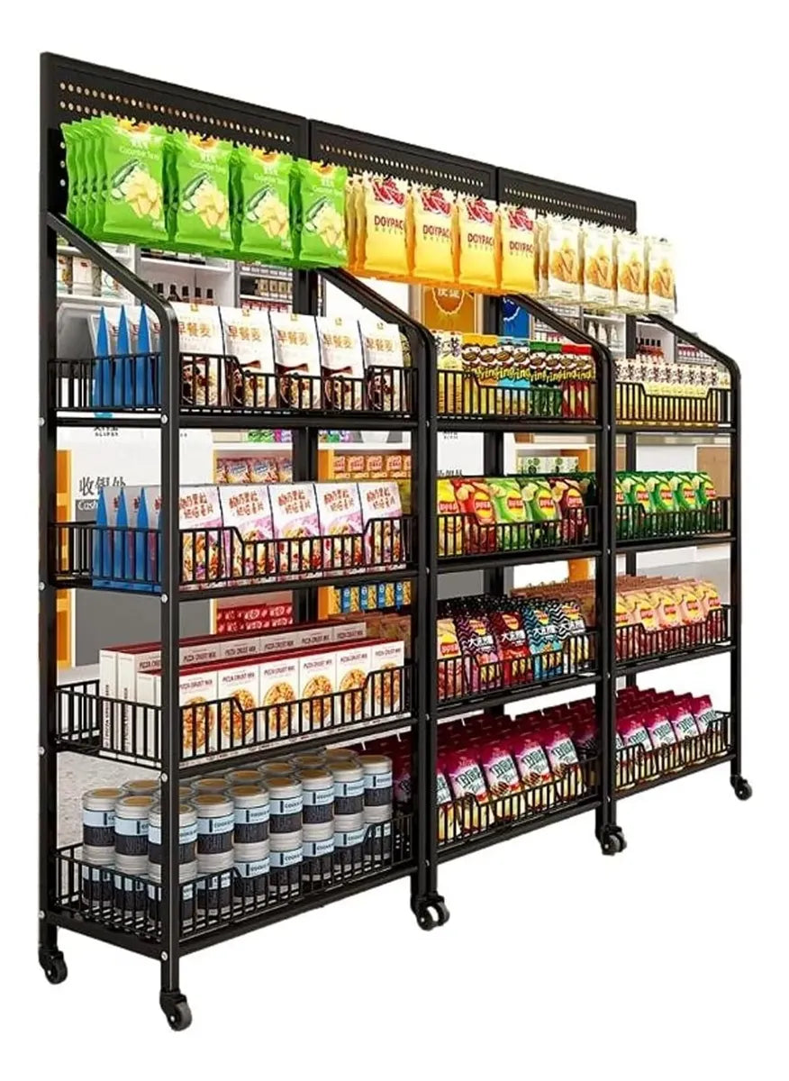 Exhibidor Metalico 4 Niveles Estanteria Minimarket 146x60cm