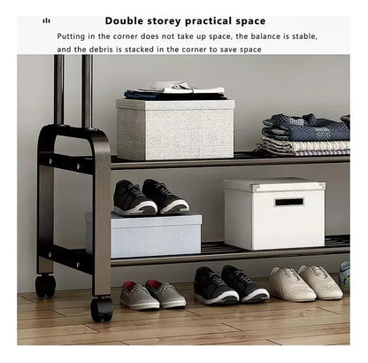 Perchero Organizador Colgador Ropa Doble Ruedas 150x110x57cm