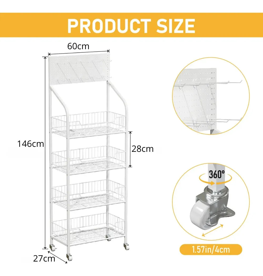 Exhibidor Metalico 4 Niveles Estanteria Minimarket 146x60cm