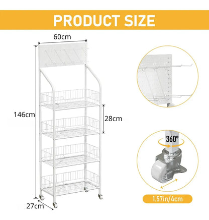 Exhibidor Metalico 4 Niveles Estanteria Minimarket 146x60cm