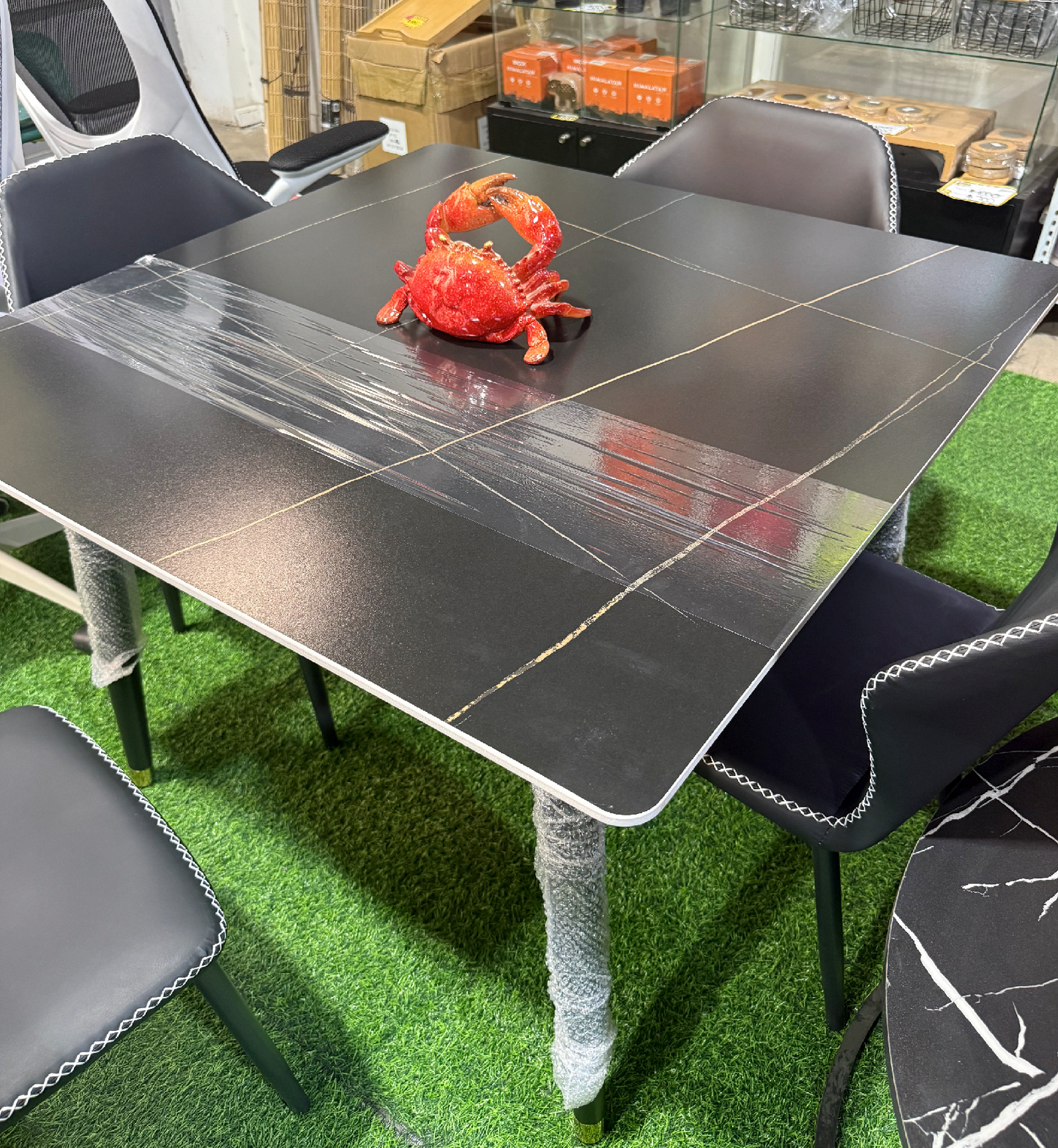 Juego Comedor Juego Mesa Comedor 4 Sillas Ecocuero 90x0cm