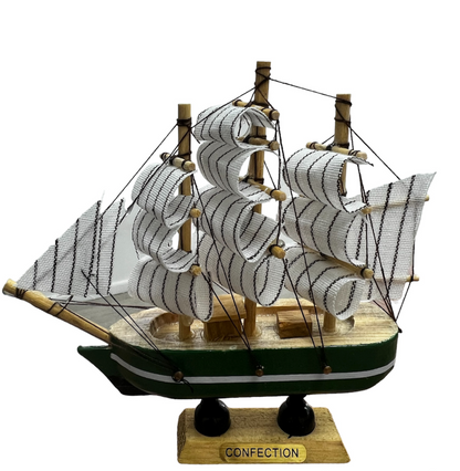 Figura Decorativa Adorno Barco De Madera Fragata 13x13cm