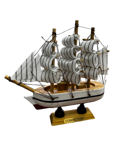 Figura Decorativa Adorno Barco De Madera Fragata 13x13cm