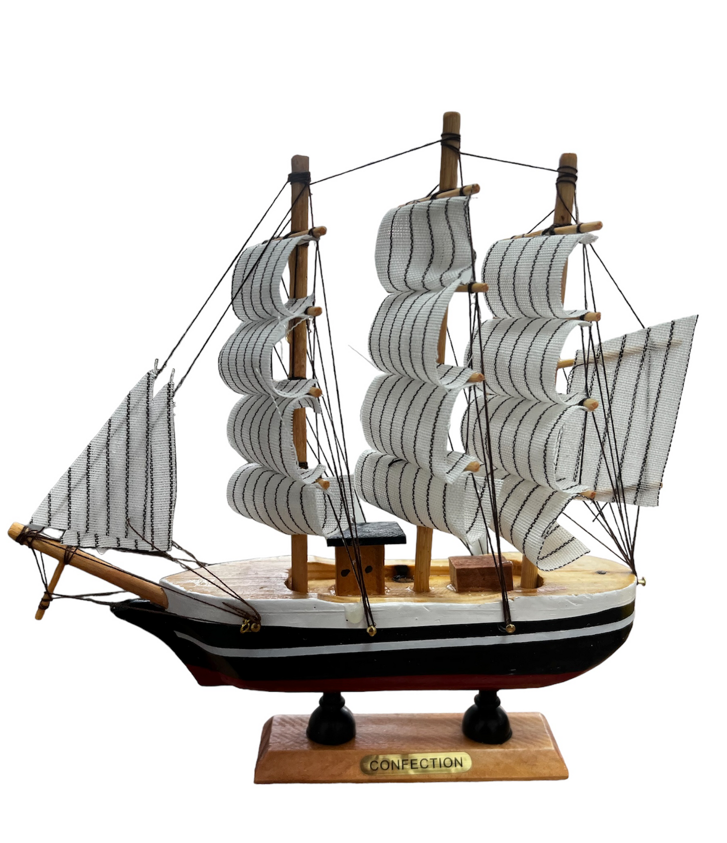 Figura Decorativa Adorno Barco De Madera Fragata 19x20x5cm