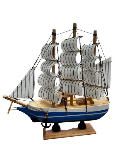 Figura Decorativa Adorno Barco De Madera Fragata 19x20x5cm