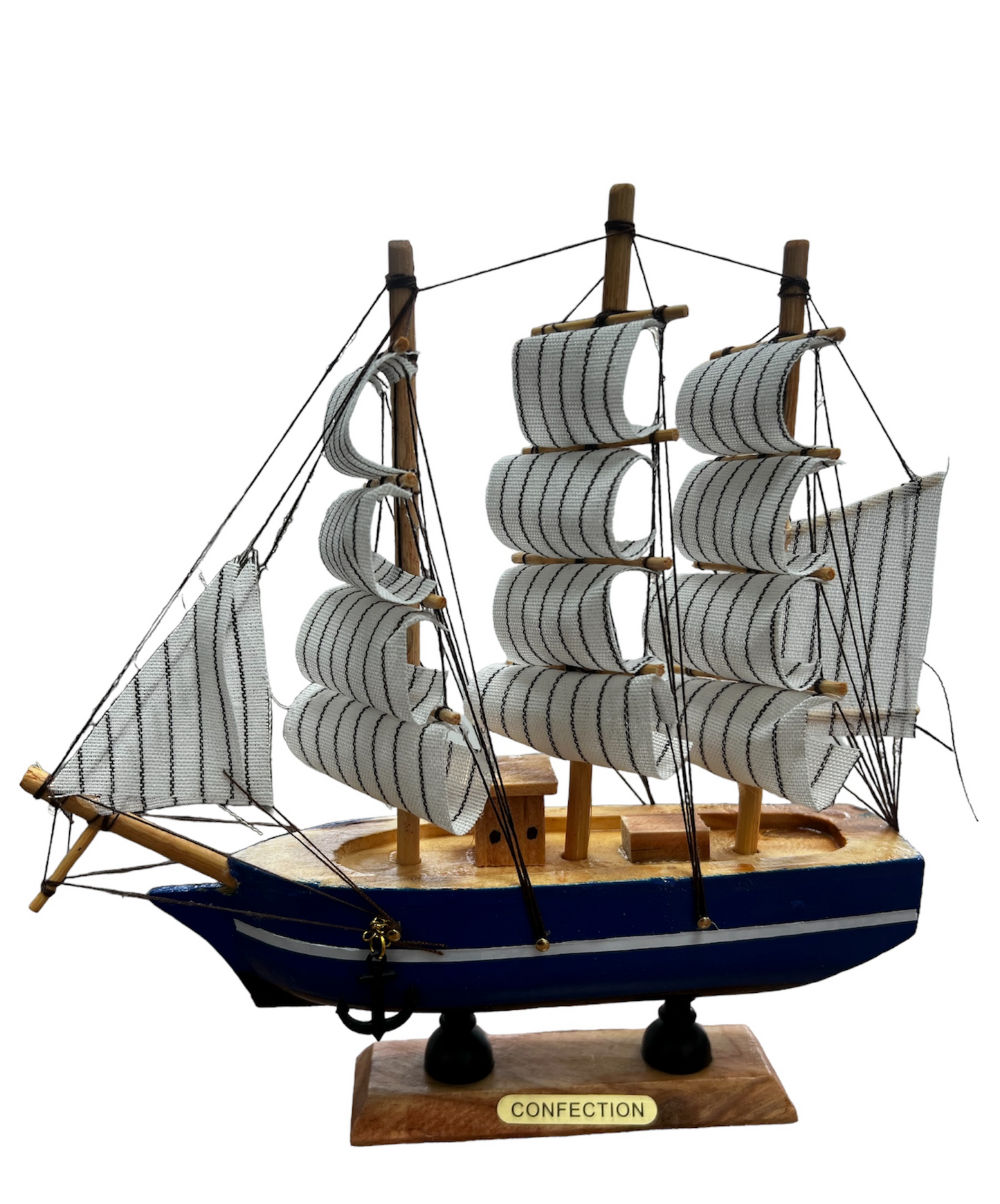 Figura Decorativa Adorno Barco De Madera Fragata 19x20x5cm