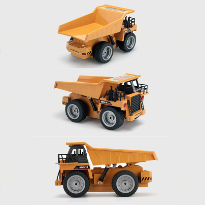Camion volquete de juguete a control remoto escala 1/18 4WD Cabina de metal RC Camión de construcción 2.4G Camión volquete RC Vehículo de juguete de construcción de 6 canales con luz LED
