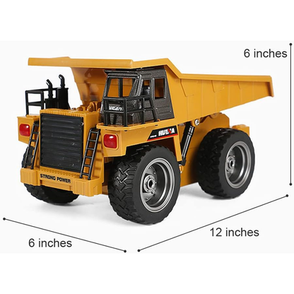 Camion volquete de juguete a control remoto escala 1/18 4WD Cabina de metal RC Camión de construcción 2.4G Camión volquete RC Vehículo de juguete de construcción de 6 canales con luz LED