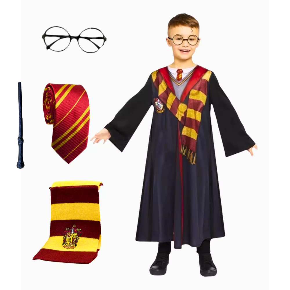 Disfraz De Harry Potter Tunica Lentes Varita Para Niños Y Jovenes