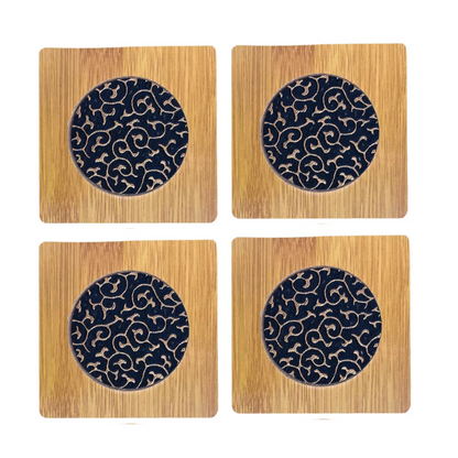 Set 4 Posavasos De Madera Elegantes Con Aislamiento Termico