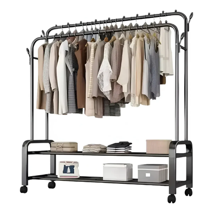 Perchero Organizador Colgador Ropa Doble Ruedas 150x110x57cm