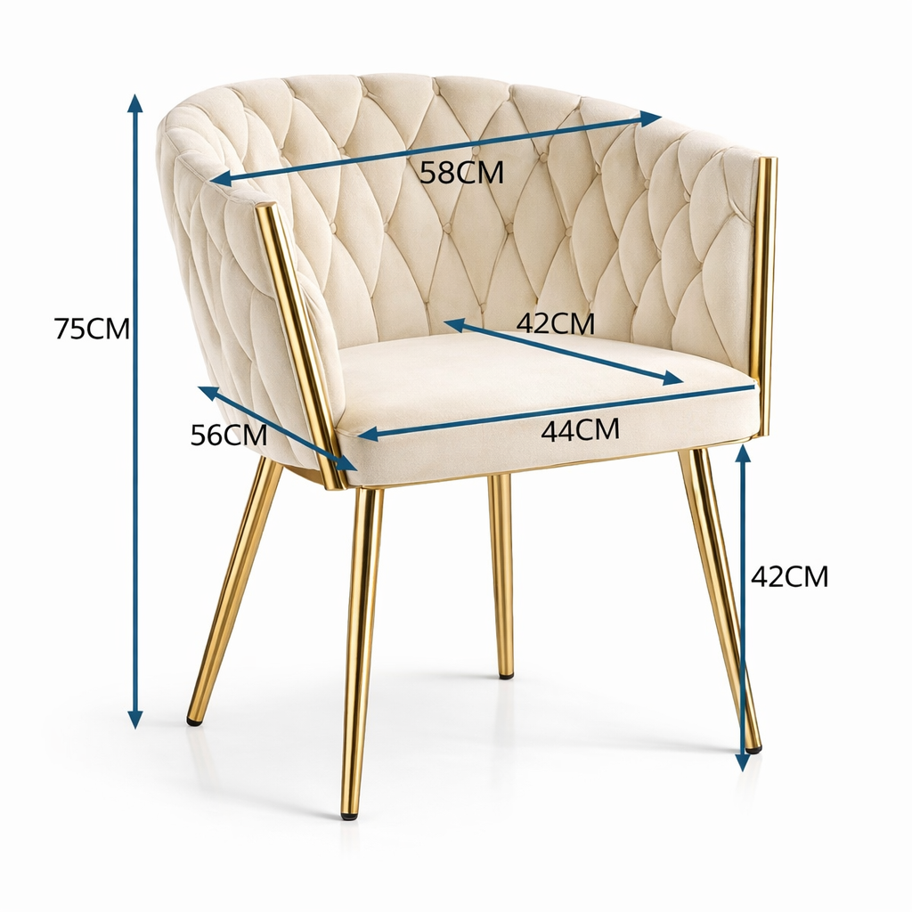 Sillon De Terciopelo Patas De Metal Moderna Tejido Elegante