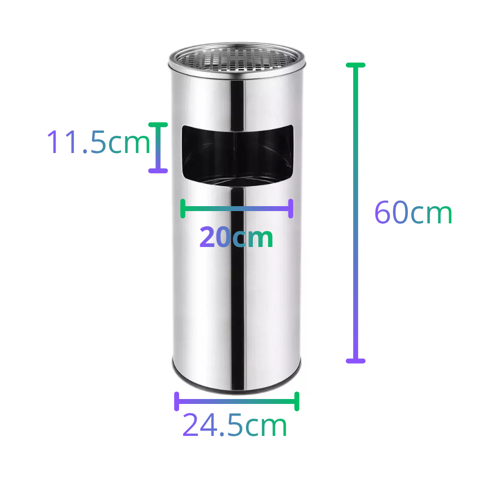 Basurero Cenicero Circular Acero Inox 18l Basurero Metalico