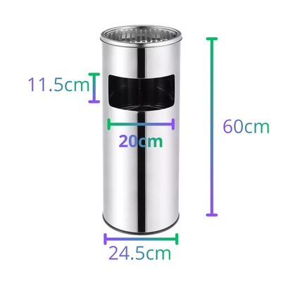 Basurero Cenicero Circular Acero Inox 18l Basurero Metalico